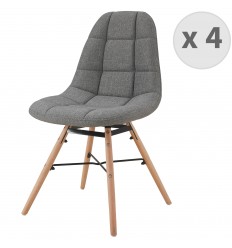 COSY Chaise, pieds hêtre,tissu gris (x4)
