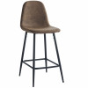 MANCHESTER - Chaise de bar vintage microfibre marron pieds métal noir (x2)