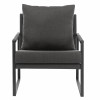 SCOTT-Sedia lounge in tessuto grigio antracite metallo nero