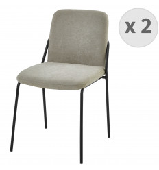 VICKIE - Chaise en tissu chevrons coloris Lin et métal noir (x2)
