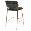 CLARA - Chaise de bar en tissu cotelé Sauge et métal doré brossé (x2)
