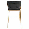 CLARA - Chaise de bar en tissu cotelé Noir et métal doré brossé (x2)