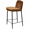NOLAN - Chaise de bar tissu chenillé Terracota et métal noir mat (x2)