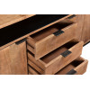 BILBAO-Buffet 2 portes 3 tiroirs en bois de Manguier massif et métal