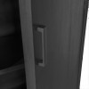 UZES-Buffet haut 2 portes 1 tiroir en Manguier massif noir et métal