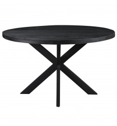 UZES-Table à manger ronde 8 personnes D150 cm,Spider et Manguier noir