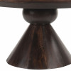 BOMBAY-Table basse ronde D80 cm, bois de Manguier massif teinté noyer