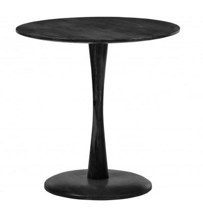 BANGALORE-Table basse ronde Diam50 cm en bois de Manguier massif noir