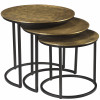JAIPUR-Set de 3 Tables basses ronde en métal Laiton doré et noir