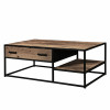 RIVERWOOD-Table basse 1 tiroir 120x70 cm, Bois recyclé et métal noir