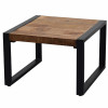 BELEM-Table basse Carrée 60x60 cm, bois de Manguier massif métal noir