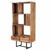 BILBAO-Bibliothèque 3 portes 2 tiroirs, bois de Manguier massif, métal