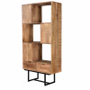BILBAO-Bibliothèque 3 portes 2 tiroirs, bois de Manguier massif, métal
