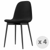 SALLY-Chaise en Velours Noir et pieds métal (x4)