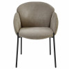 CANDICE-Chaise en tissu chevrons Marron Clair et pieds métal noir (x2)