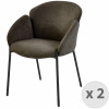 CANDICE-Chaise en tissu chevrons Taupe et pieds métal noir (x2)