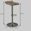 LEO-Tabouret de bar en cuir synthétique Marron et pieds bronze (x2)