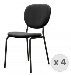 ANIS, Chaise en Velours et métal noir (x4)