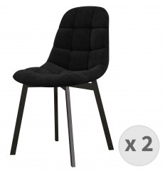 STELLIA-Chaise en Velours et métal Noir (x2)