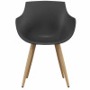 YANICE-Chaise Coque Noire, pieds métal chêne (x2)