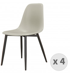 ESTER-Chaise Coque Mastic et métal noir (x4)