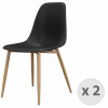 ESTER-Chaise Coque Noire et métal chêne (x2)