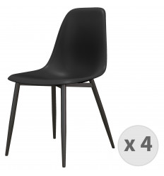 LILY-Chaise Coque Noire, pieds noirs (x4)