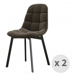 STELLIA-Chaise en Velours Gris Taupe et métal noir (x2)