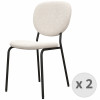 ANAIS-Chaise en tissu bouclette Ecru et métal noir (x2)
