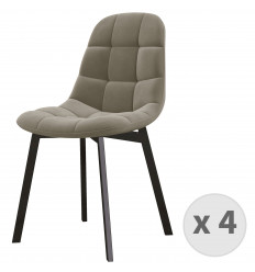 ESTRELLA, Chaise en Velours Taupe et métal noir (x4)