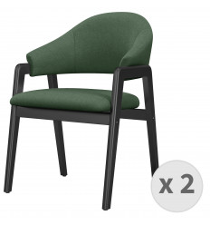 WOOLDEN, Chaise en tissu Sauge et bois noir (x2)