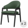 WOOL-Chaise en tissu Sauge et bois noir (x2)