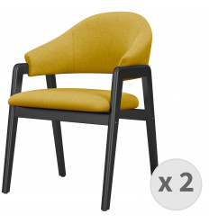 WOOLDEN, Chaise en tissu Safran et bois noir (x2)