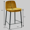 NOLAN - Chaise de bar tissu chenillé Moutarde et métal noir mat (x2)