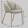 CANDICE-Chaise en tissu bouclé Mastic et métal décor bois (x2)